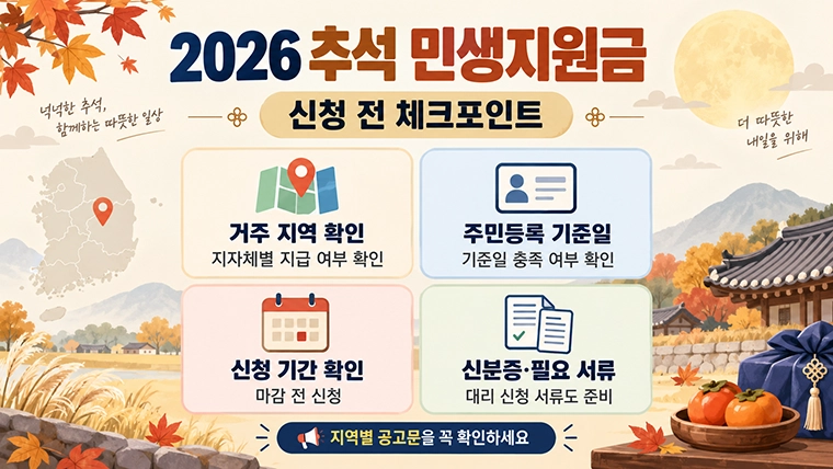 2026 추석 민생지원금 신청 전 거주 지역과 주민등록 기준일, 신청 기간, 필요 서류 체크포인트